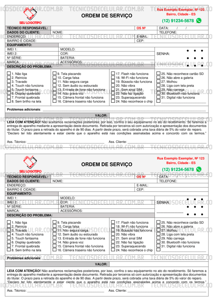 ordem de serviço modelo 01