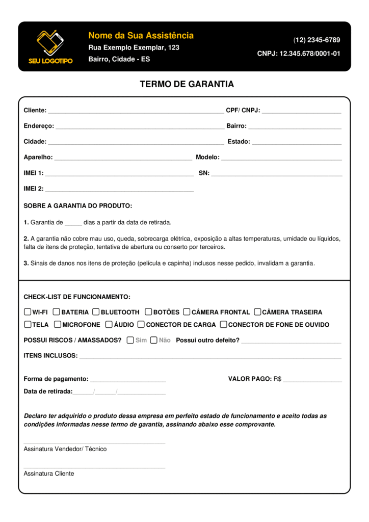 termo de garantia